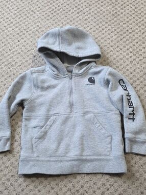 Carhartt Kids Light Gray Half-Zip Hooded Sweatshirt